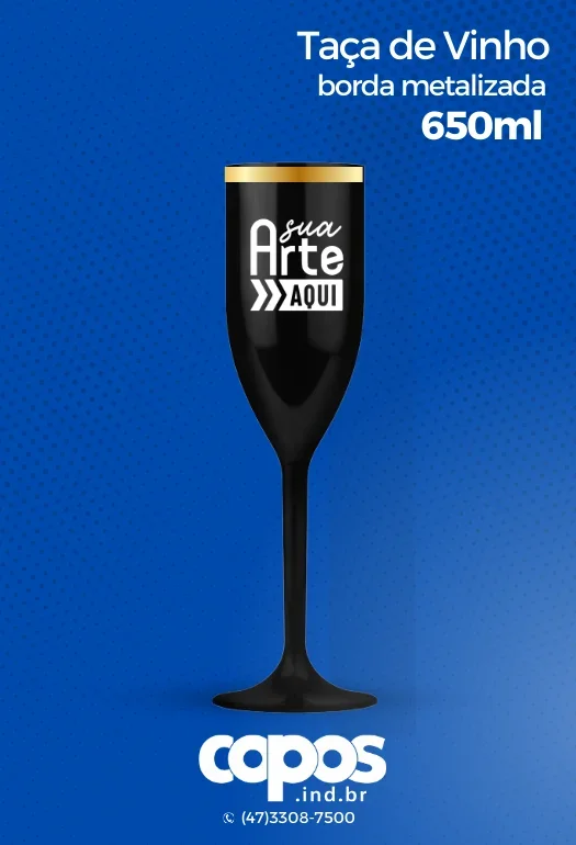 Ta&ccedil;a Champanhe borda Metalizada