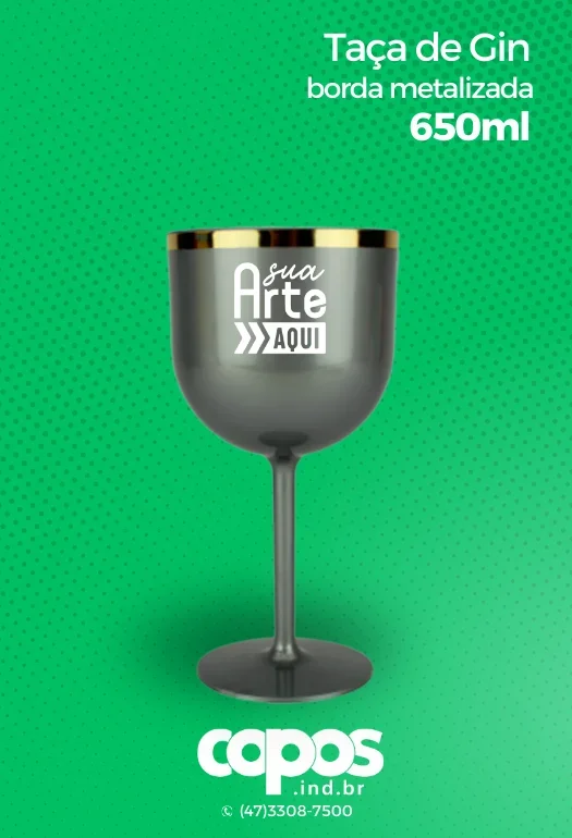 Ta&ccedil;a de Gin borda metalizada